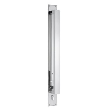 Trilock Omni Back to Back Double Cylinder Pull Handle Entrance Set in Polished Stainless Steel