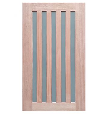 2040mm Meranti Full 5Lite Vertical 5mm Glazing External Door Frosted