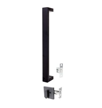 450mm Oblong Pull Handle Entrance set keyed Matt Black