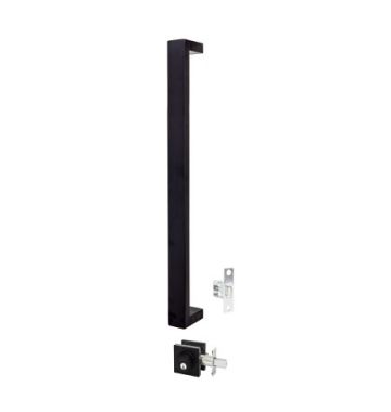 600mm Oblong Pull Handle Entrance set keyed Matt Black